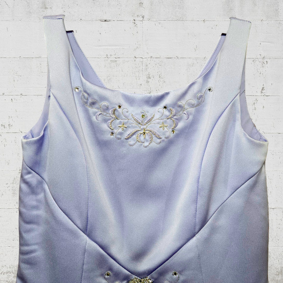 Y2K Vintage Purple Rhinestone Embellished Ball Gown Dress Flower Girl Size 12 - Picture 3 of 16